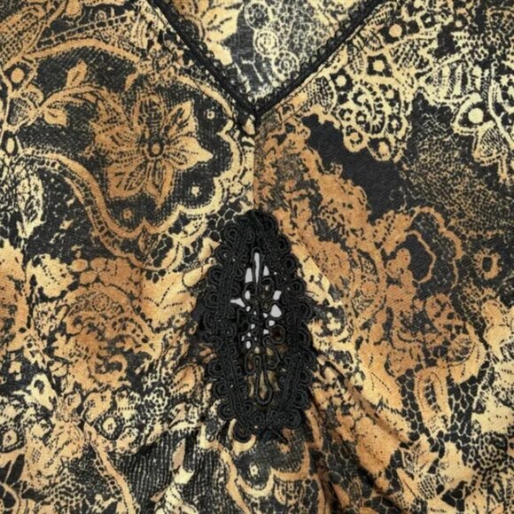 Vintage Y2K Mesh Whimsigoth Crochet Top Shirt Black Brown Goth Witch Size - Picture 6 of 8